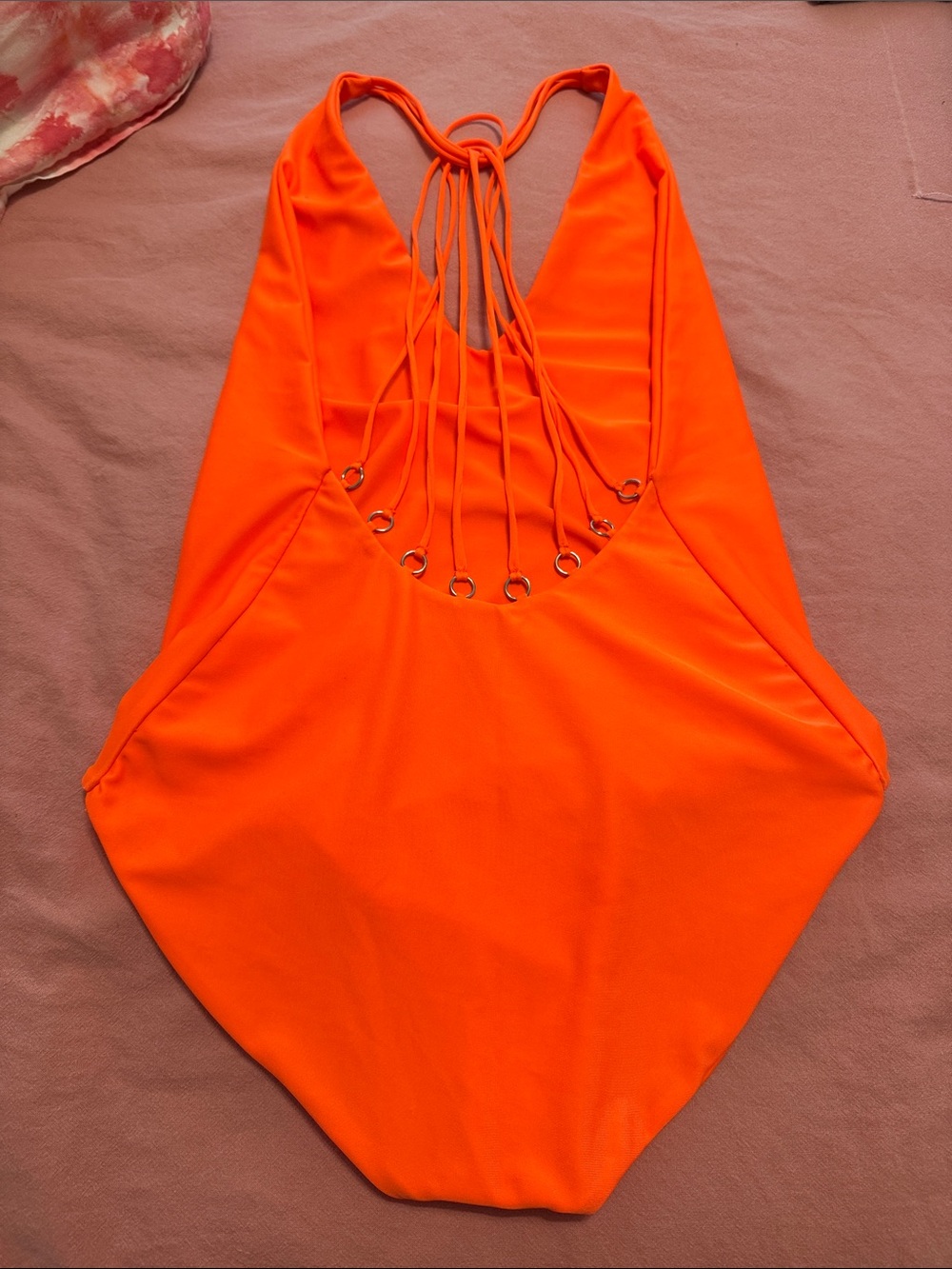MIKOH Vibrant Orange One-Piece Swimsuit with Ring-Detail Back